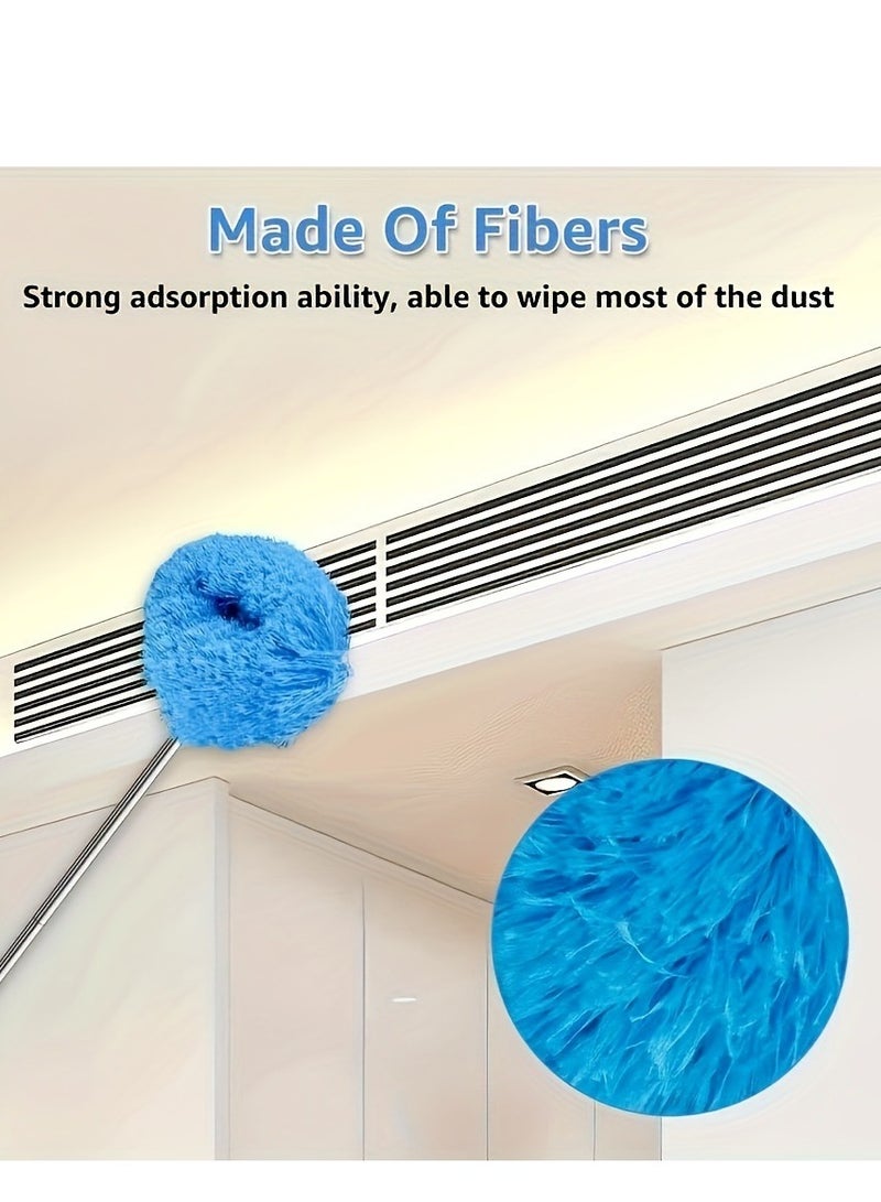 Microfiber duster extension pole (30 to 80cm) washable, feather duster suitable for cleaning roofs, ceiling fans, blinds, spider webs  - Image 3