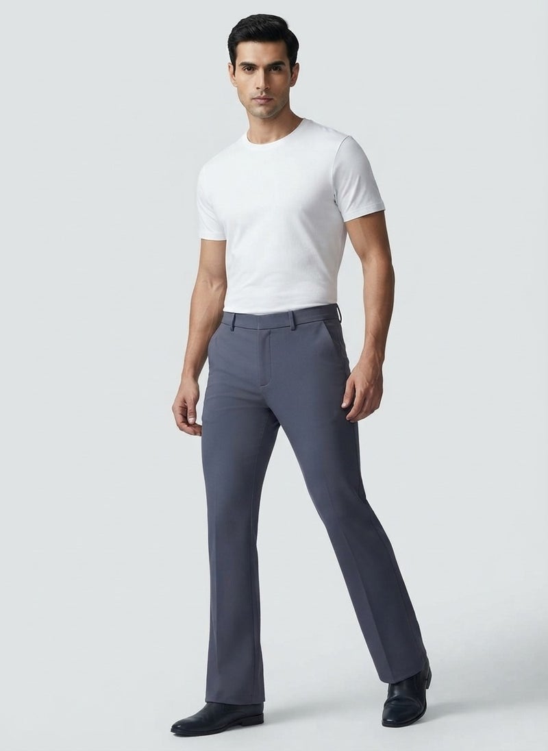AUXOM Men's Formal Slim Ankle Trousers - Dark Grey - Image 1