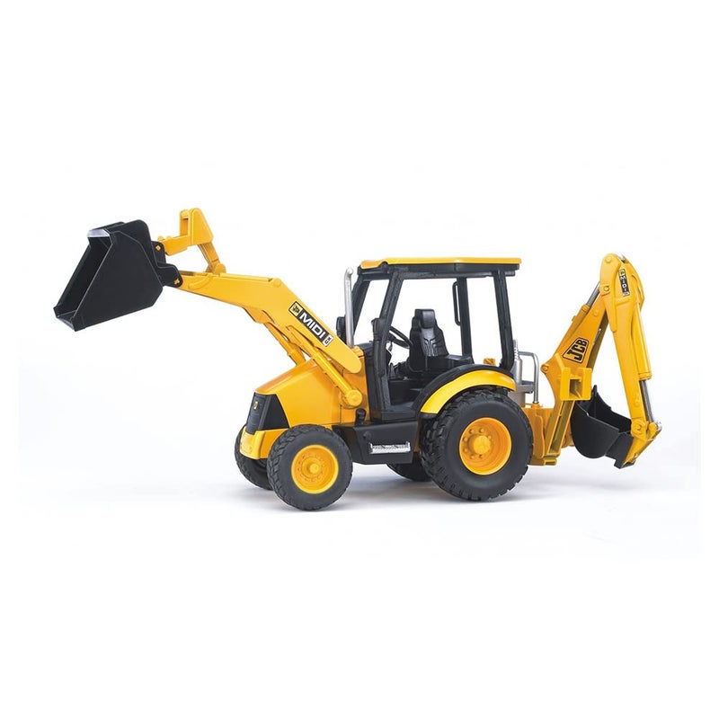 Bruder Toys - Construction Realistic JCB MIDI CX Backhoe Loader with Changeable Front Loader and Backhoe Loader Scoop - Ages 3+ - Image 2