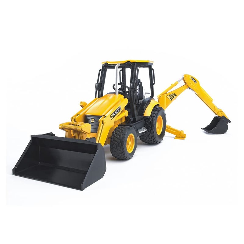 Bruder Toys - Construction Realistic JCB MIDI CX Backhoe Loader with Changeable Front Loader and Backhoe Loader Scoop - Ages 3+ - Image 1