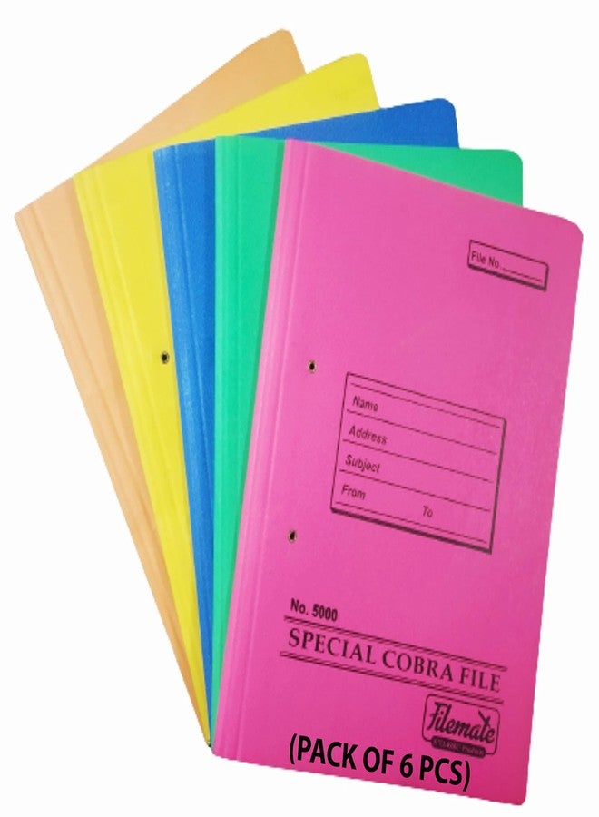Filemate Office File No.5000(Pack of 6 pcs)(F/S or Legal size: 14 X 10 inch)(800GSM)(Deluxe Quality Metal Spring Clip)(Paper Holding Capacity-100 Papers Approximately)(Red, Blue, Green, Yellow and Orange Color) - Image 1