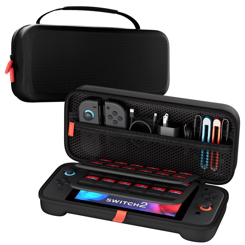 ProCase Carrying Case for Nintendo Switch 2 (2025) with 24 Game Card Slots, Hard Portable Travel Case Storage Bag Protective Pouch for 2025 Nintendo Switch 2 Console AC Adapter & Accessories -Black,L - Image 1