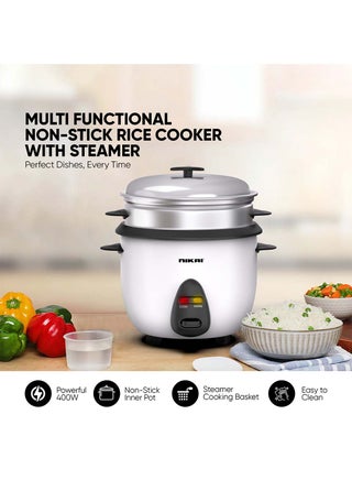 2-In-1 Rice Cooker With Steamer, Non-Stick Convenience Pot And Keep Warm Function For Flawless Meals, Detachable Cord, Cook, Steam, And Keep Warm With Ease And Efficiency 1 L 400 W NR701A White - view 2