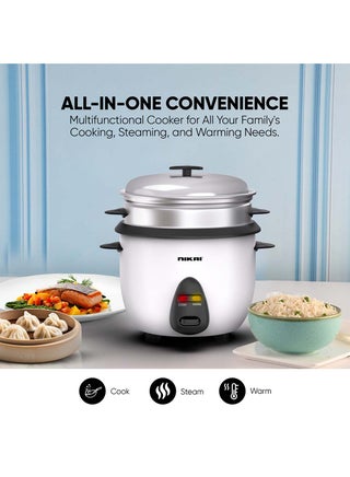 2-In-1 Rice Cooker With Steamer, Non-Stick Convenience Pot And Keep Warm Function For Flawless Meals, Detachable Cord, Cook, Steam, And Keep Warm With Ease And Efficiency 1 L 400 W NR701A White - view 3