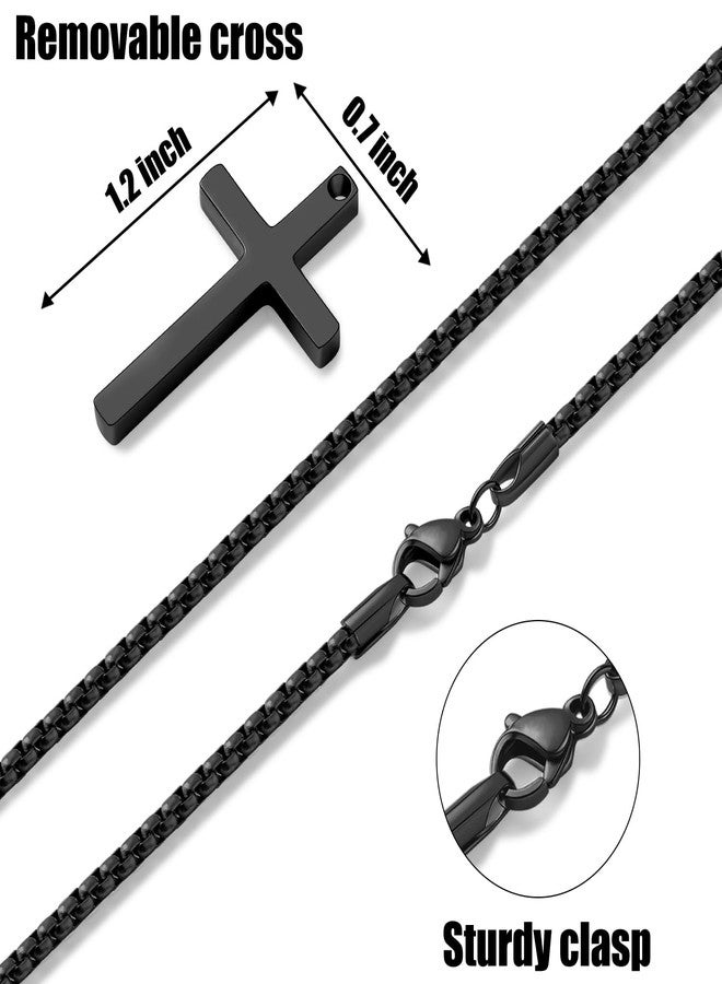 Fiusem Cross Necklace for Men, Silver/Gold/Black Mens Cross Necklaces with 2.5mm Cross Chain and Stainless Steel Cross Pendant, Box Chain 16-24 Inch, 20.0 Inches, Stainless Steel, No Gemstone - Image 5