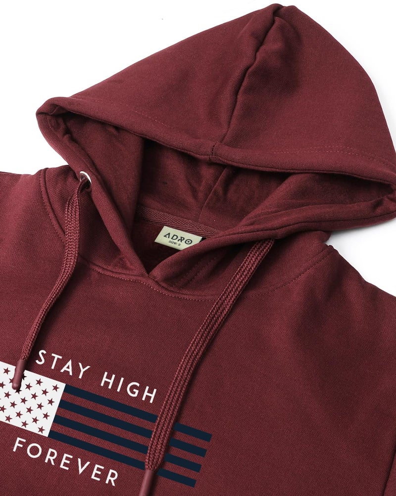 ADRO Men's Cotton Blend Neck Hooded Sweatshirt (H24-FLAG-MR_Maroon - Image 5