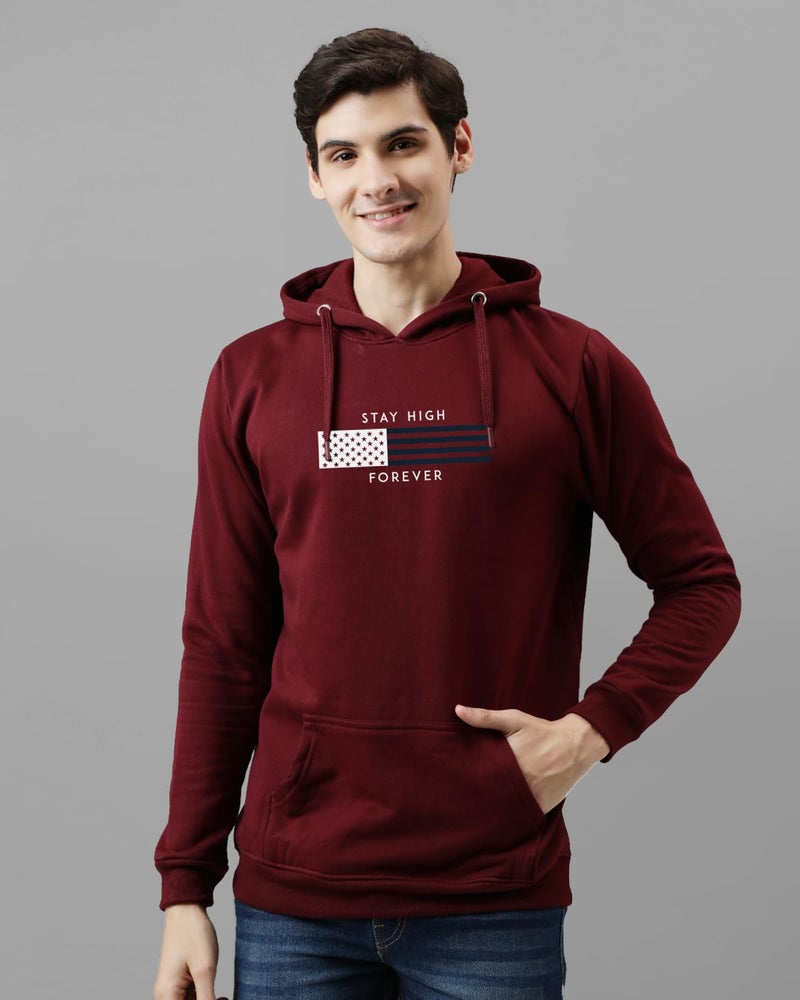 ADRO Men's Cotton Blend Neck Hooded Sweatshirt (H24-FLAG-MR_Maroon - Image 3