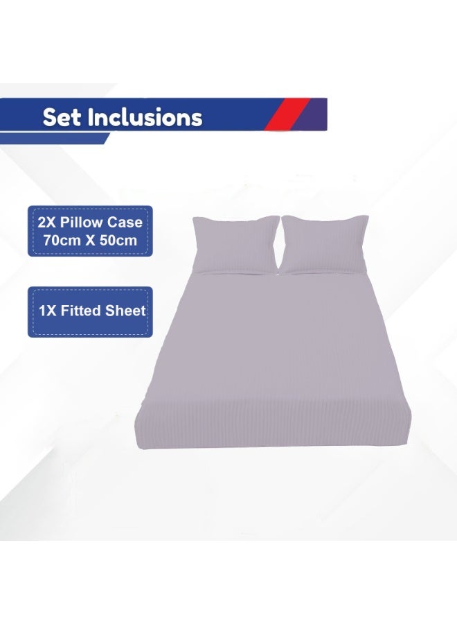 Home Smart Fitted Bed Sheet Striped Cotton Bedsheet with Pillow Cover light Gray - Image 2
