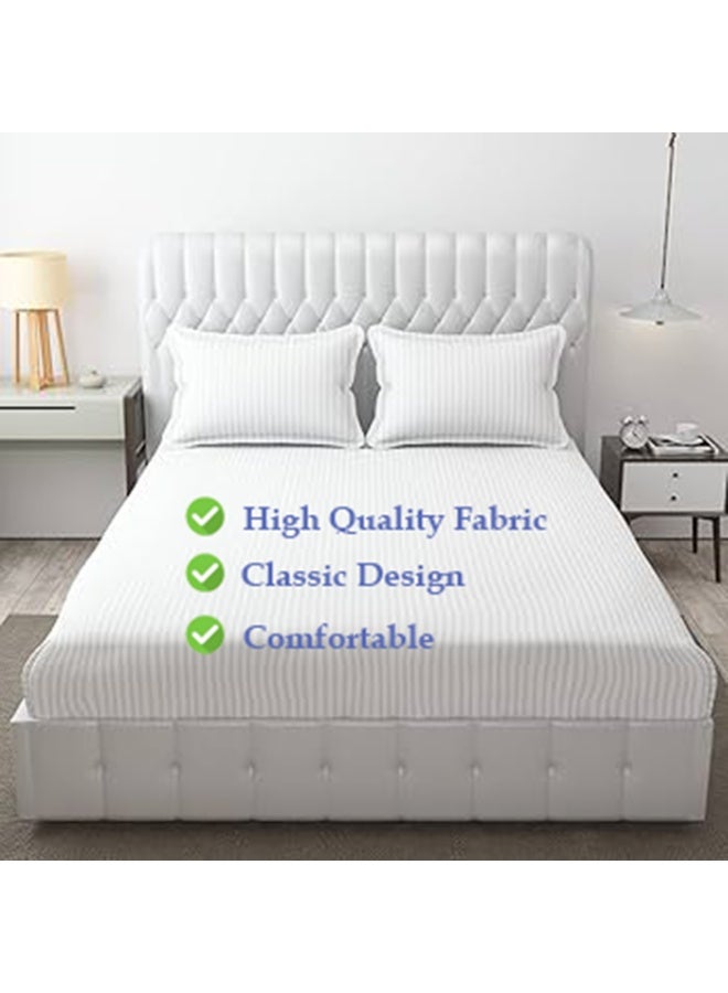 Home Smart Fitted Bed Sheet Striped Cotton Bedsheet with Pillow Cover light Gray - Image 4