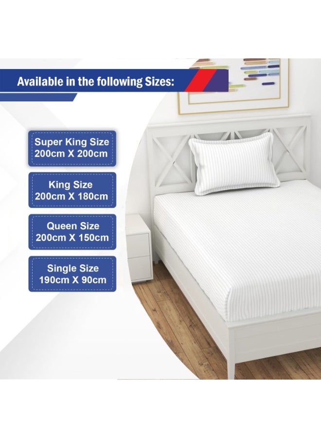 Home Smart Fitted Bed Sheet Striped Cotton Bedsheet with Pillow Cover light Gray - Image 3