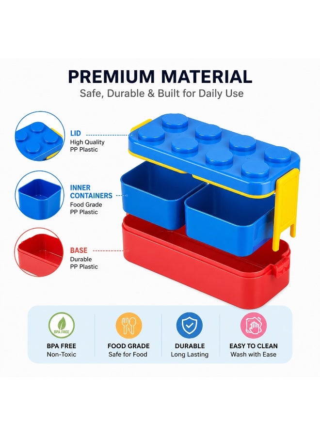 Toshionics 1050ml Building Block Lunch Box for Adults, Students & Office Use – Leakproof Plastic Food Container - Image 3