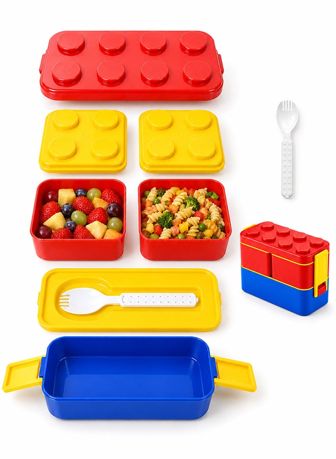 Toshionics 1050ml Building Block Lunch Box for Adults, Students & Office Use – Leakproof Plastic Food Container - Image 1