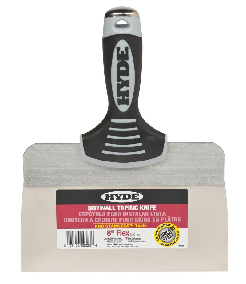 Hyde Tools 09323 8Inch Pro Stainless Steel Taping Knife with Extruded Back Blue
