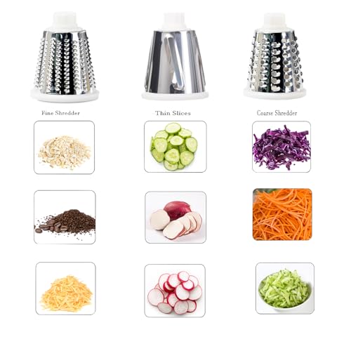 Dachenus Cheese Grater Rotary Cheese Grater,Versatile Cheese Shredder,Blades for Shredding, Grating, Slicing,Cheese Shredder with Suction Base and Cleaning Brush Kitchen Gift(white) - Image 3