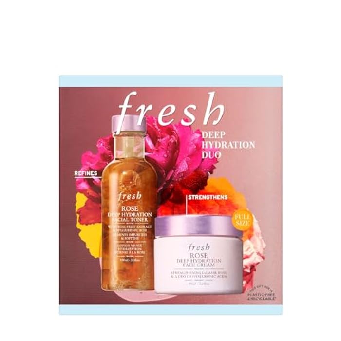 Fresh Deep Hydration Duo by Fresh for Women - 2 Pc 3.3oz Rose Deep Hydration Facial Toner, 1.6oz Rose Deep Hydration Face Cream - Image 2