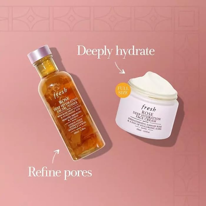 Fresh Deep Hydration Duo by Fresh for Women - 2 Pc 3.3oz Rose Deep Hydration Facial Toner, 1.6oz Rose Deep Hydration Face Cream - Image 4