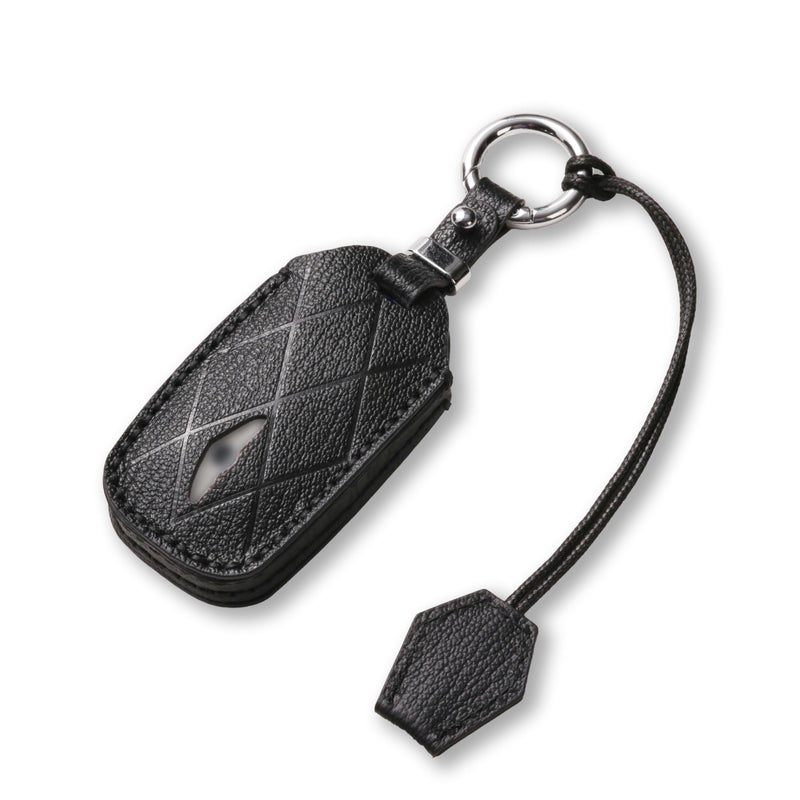 Jayanes Genuine Leather Key Fob Cover Compatible with Genesis GV70 GV80 G80 2024 2025 Genesis G90 2022 2023 2024 2025 Keyless Fob Case with Keychain Lanyard for Genesis Key Fob 7 Buttons Black