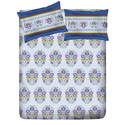 Layers 100% Cotton Bedsheet for Double Bed with Pillow Cover Set, 140 TC (Purple/Green, Floral Pattern) Uphaar Collection, Light Weight, Moisture Absorbent, All Season Comfort - Image 3