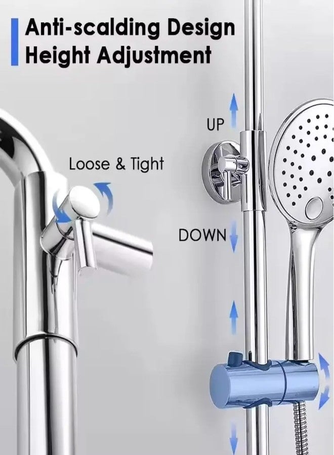 X-xonier® SS Shower Set 3-in-1 Height Adjustable Set with Overhead and 3 Modes hand shower, brass Moveable Tub spout Silver 1 year warranty - Image 4