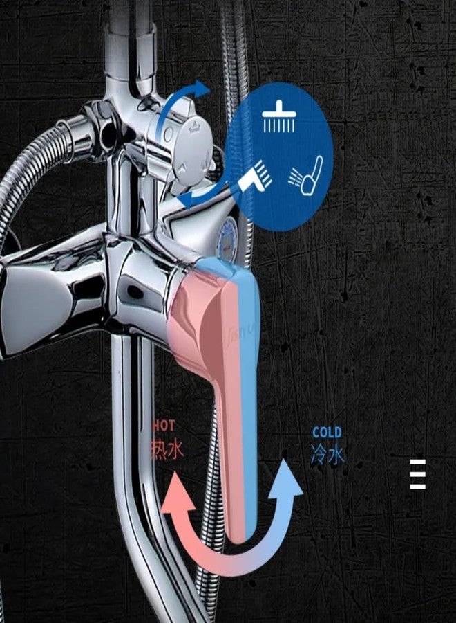 X-xonier® SS Shower Set 3-in-1 Height Adjustable Set with Overhead and 3 Modes hand shower, brass Moveable Tub spout Silver 1 year warranty - Image 3
