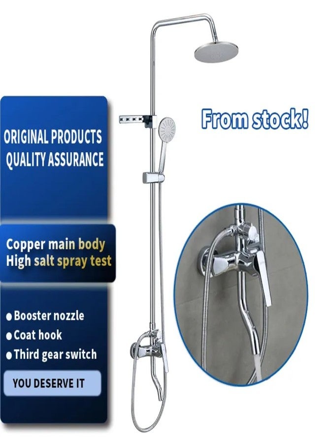 X-xonier® SS Shower Set 3-in-1 Height Adjustable Set with Overhead and 3 Modes hand shower, brass Moveable Tub spout Silver 1 year warranty - Image 2