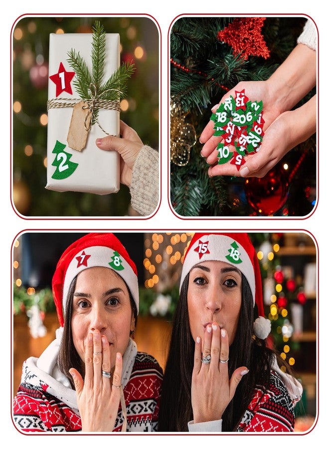 Marspark 24 Pcs Christmas Numbers Felt Stickers Advent Countdown Calendar Numbers Stickers Red White Green Stars and Tree for DIY Holiday Gifts Crafts Christmas Decorations - Image 4