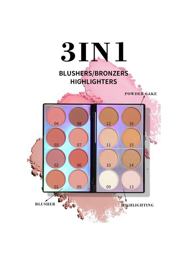 Joyeee Blush Contour Highlighter Makeup Palette, 16 Color All-in-One Matte Shimmer Bronzer Facial illuminator Palette with Makeup Brush, Long Lasting and Soft Powder, Pro Makeup Powder Kit - Image 3