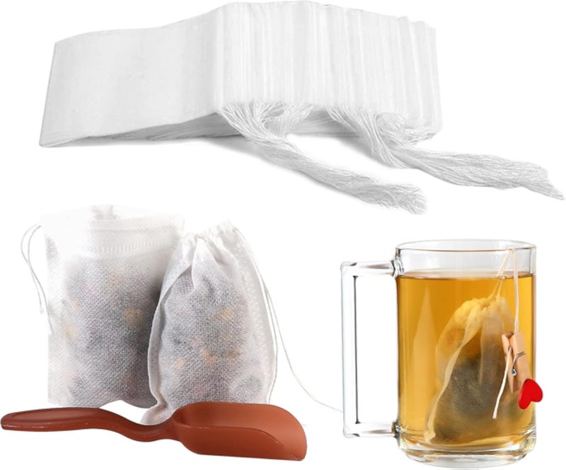Filter Bags Tea Bags 300 pcs Loose Leaf Tea Infuser Safety & Natural Material, 100% Unbleached Paper Drawstring Tea- Bags, 1- Cup Capacity- 3.15"x 3.94"