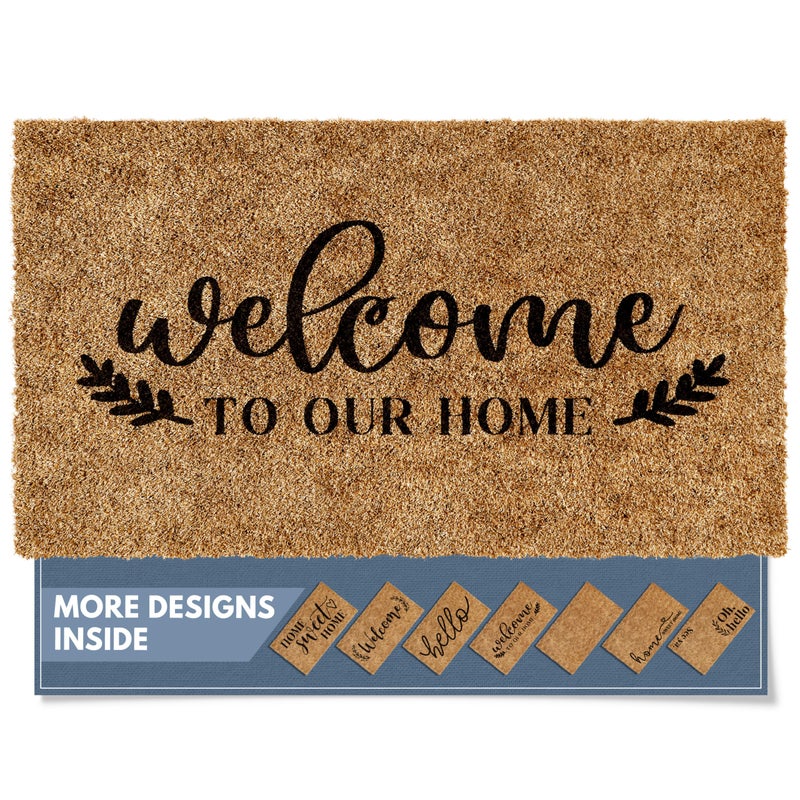 Barnyard Designs Doormat Welcome Mat for Outdoors Large Front Door Entrance Mat 30x17 Brown Welcome to Our Home