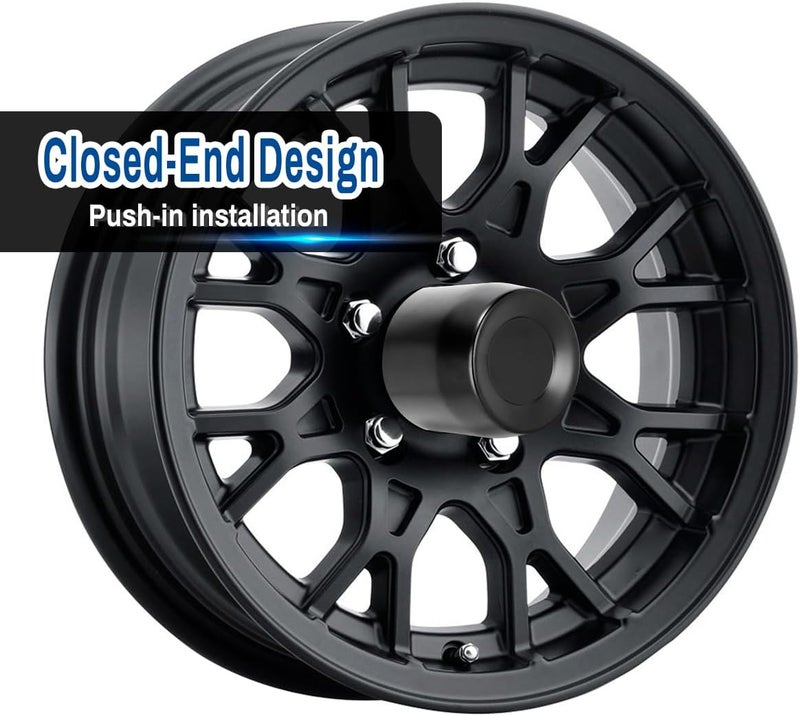 GTOWNWORKS 4Pcs 5.15in Trailer Center Caps Fit Truck RV SUV 5.15" Center Bore Wheels Rims, Carbon Steel Matt Black Push Through Hub Covers - Image 2