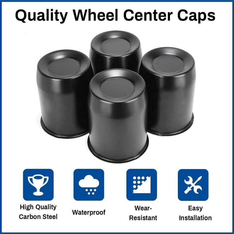 GTOWNWORKS 4Pcs 5.15in Trailer Center Caps Fit Truck RV SUV 5.15" Center Bore Wheels Rims, Carbon Steel Matt Black Push Through Hub Covers - Image 3
