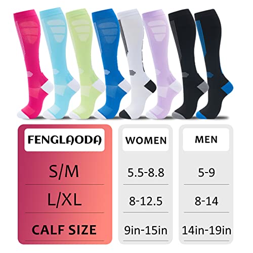 fenglaoda Compression Socks Women Men 6 Pairs, Knee High Best Support Circulation Socks for Running, Travel, Flight, Nurse - Image 2
