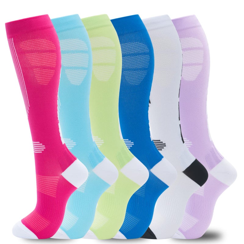 fenglaoda Compression Socks Women Men 6 Pairs, Knee High Best Support Circulation Socks for Running, Travel, Flight, Nurse - Image 5