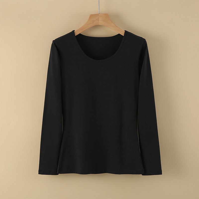 Women'S Cotton Autumn Clothes Thin Bottoming Cotton Sweater Long-Sleeved Thermal Underwear Sweater Round Neck Thermal Top - Image 1