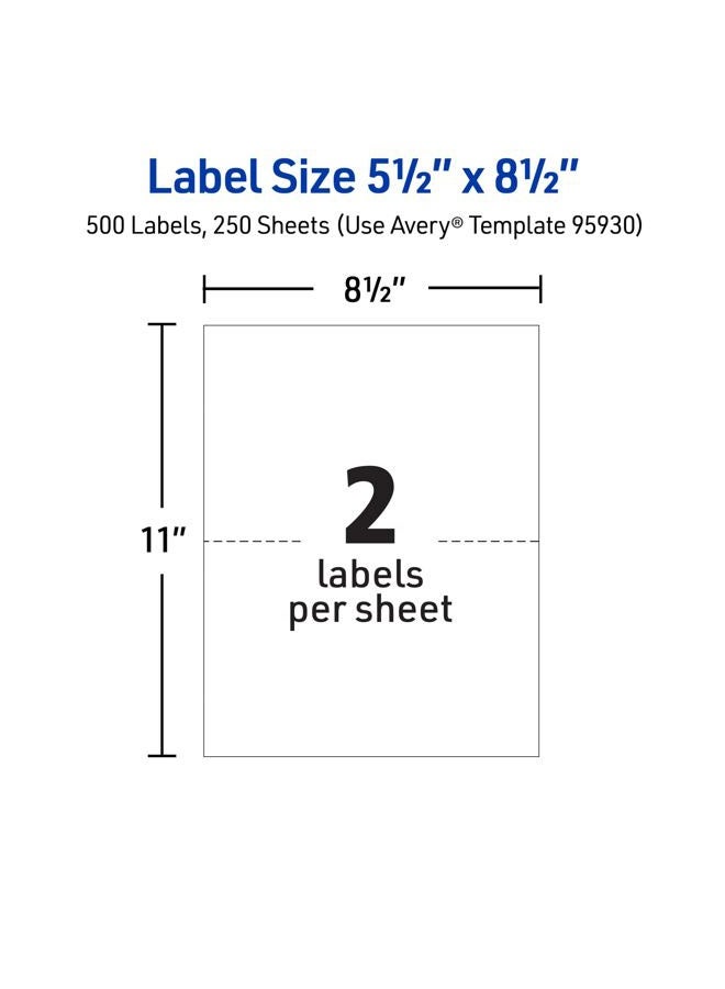 AVERY Shipping Address Labels, Laser & Inkjet Printers, 500 Labels, Half Sheet Labels, Permanent Adhesive (95930), White - Image 5