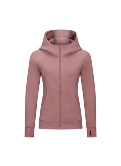 Autumn/Winter Yoga Suit Running Jacket Fitness Topslims Smooths Your Silhouette Hooded Cardigan Sweatshirt Womens Fleece-Lined Red