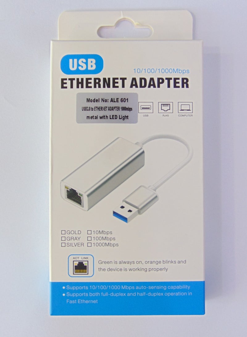محول USB إلى إيثرنت بسرعة 10/100/1000 ميجابت في الثانية (USB 3.0 to Ethernet Adapter - Model: ALE 601)  - Image 1