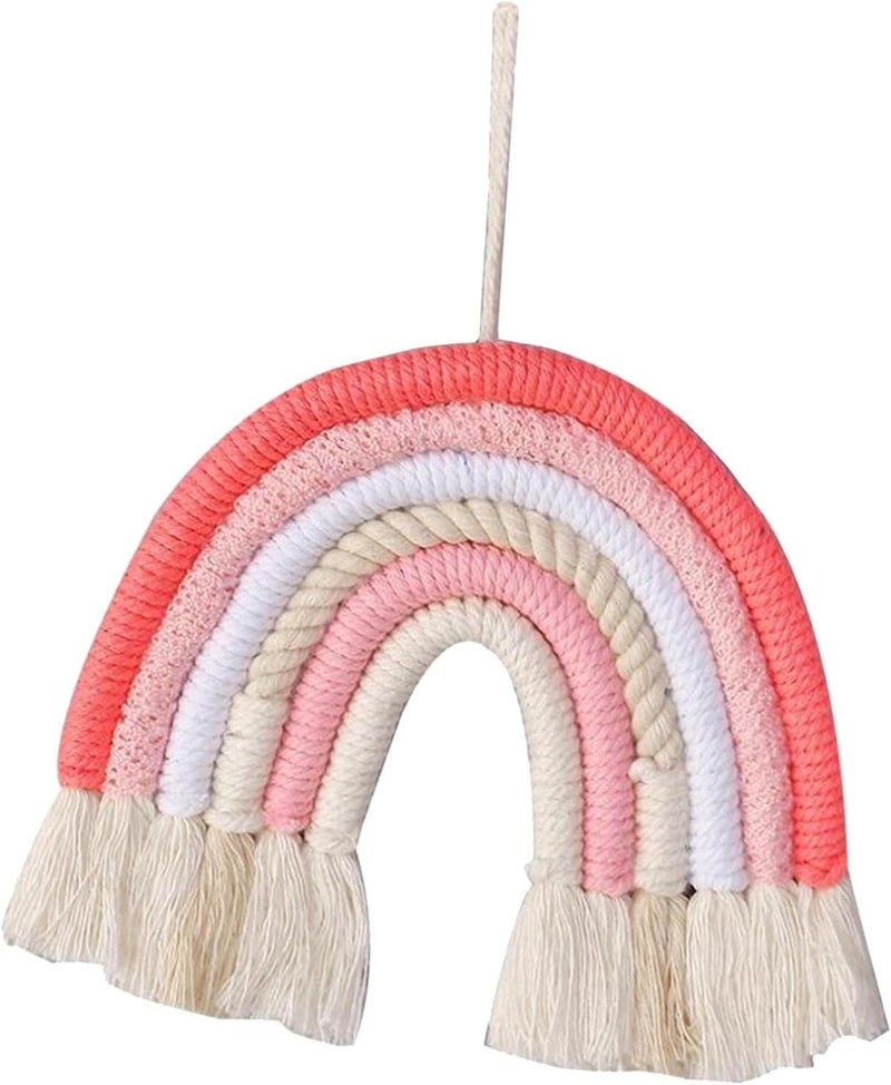 klarakoRainbow Wall Decor, Macrame Rainbow Wall Hanging for Bedroom Nursery Baby Kids Rooms Tapestry Tassel Art Home Decor Gift klarakoPink - Image 2