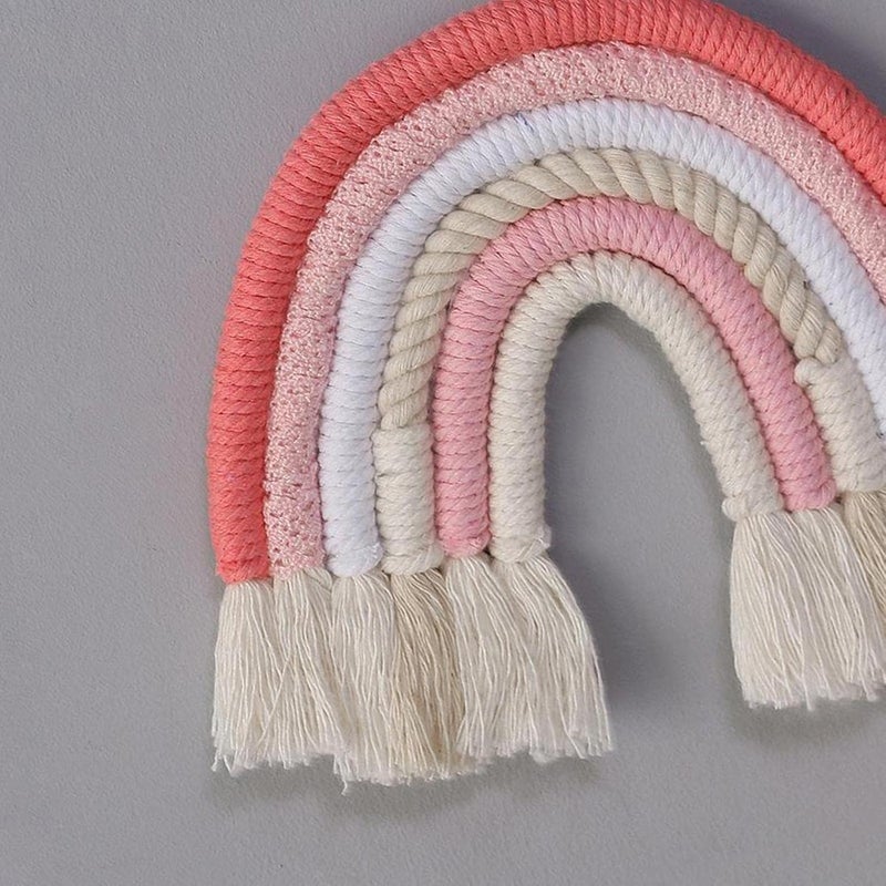 klarakoRainbow Wall Decor, Macrame Rainbow Wall Hanging for Bedroom Nursery Baby Kids Rooms Tapestry Tassel Art Home Decor Gift klarakoPink - Image 4