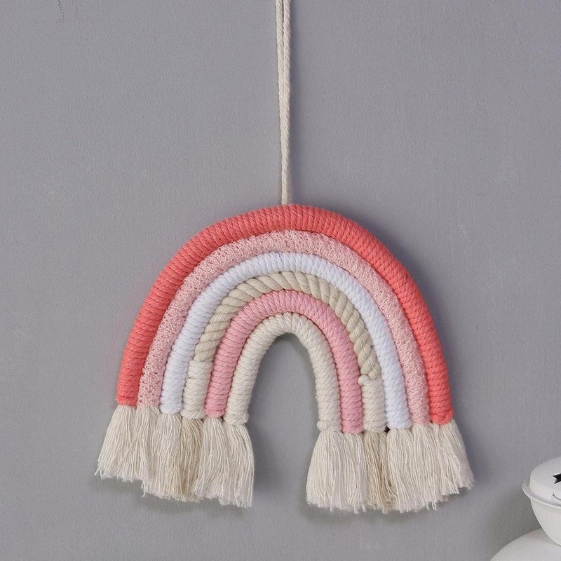 klarakoRainbow Wall Decor, Macrame Rainbow Wall Hanging for Bedroom Nursery Baby Kids Rooms Tapestry Tassel Art Home Decor Gift klarakoPink - Image 3