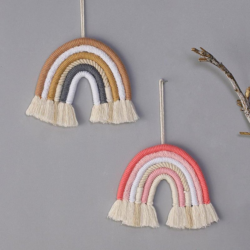 klarakoRainbow Wall Decor, Macrame Rainbow Wall Hanging for Bedroom Nursery Baby Kids Rooms Tapestry Tassel Art Home Decor Gift klarakoPink - Image 5