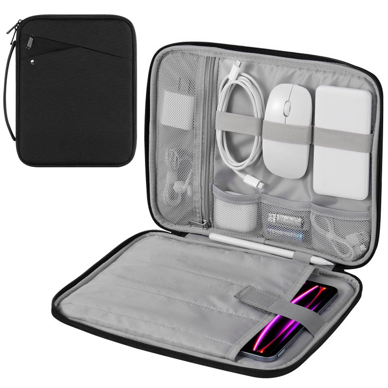 MoKo 12.9 Inch Tablet Sleeve Carrying Case with Handle, Padded Protective Travel Bag for New 13 Inch iPad Pro M5 & Air M3 2025, iPad Pro 12.9 M2&M1, Galaxy Tab S9/S8 Plus 12.4" 2023/2022, Black - Image 1