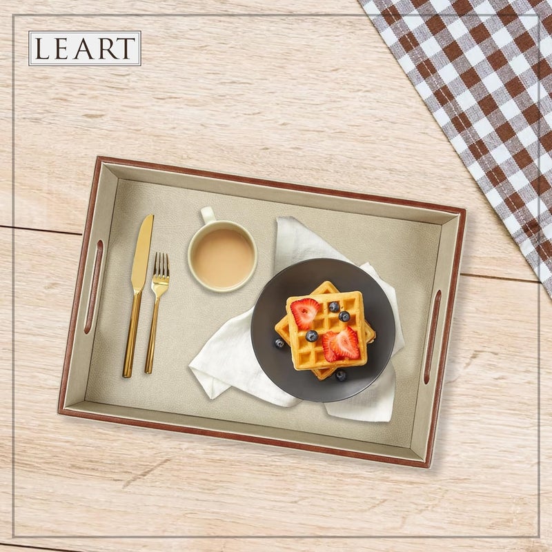 LeArt Leather Serving Tray – Serving Tray with Handles | Home, Office, Restaurant | Appetizer, Food, Snack Serving Platter | Trays Serving Set (Camel) - Image 4