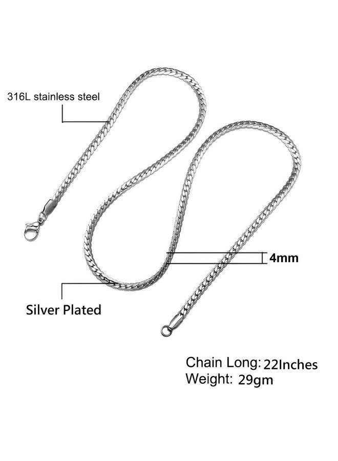 VAMA FASHIONS Classic Trendy Stylish Stainless Steel Silver Neck Necklace Chains for Men Boys (Curb Chain for Men) - Image 4