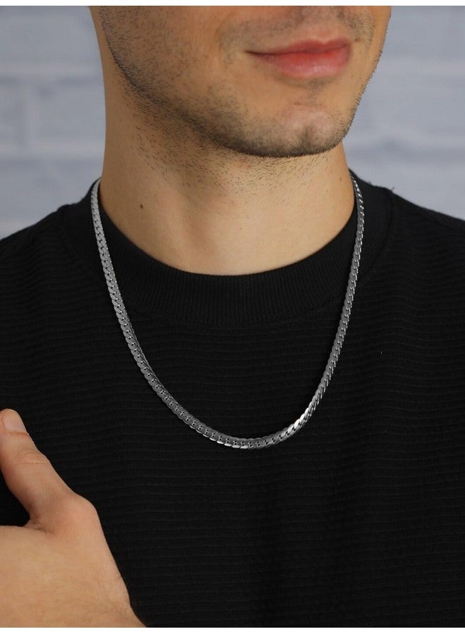VAMA FASHIONS Classic Trendy Stylish Stainless Steel Silver Neck Necklace Chains for Men Boys (Curb Chain for Men) - Image 2