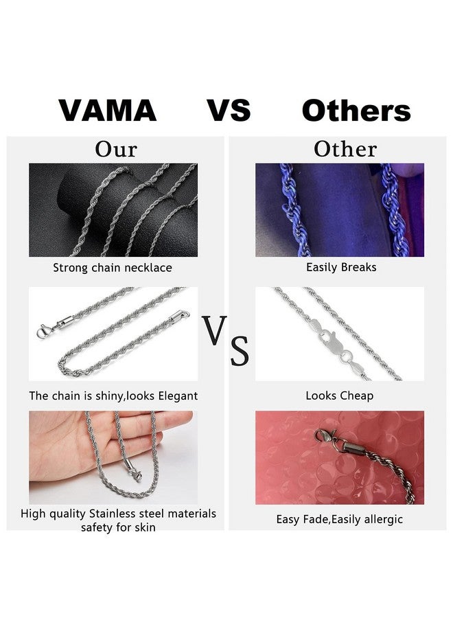 VAMA FASHIONS Classic Trendy Stylish Stainless Steel Silver Neck Necklace Chains for Men Boys (Curb Chain for Men) - Image 5