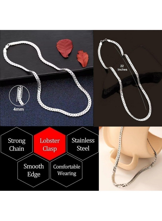 VAMA FASHIONS Classic Trendy Stylish Stainless Steel Silver Neck Necklace Chains for Men Boys (Curb Chain for Men) - Image 3