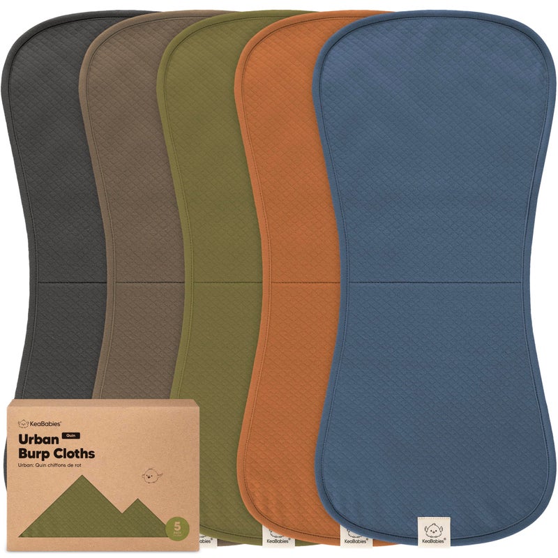 KeaBabies 5-Pack Organic Burp Cloths Baby Girl, Boy - Extra Large, Absorbent Baby Burp Cloths, Soft Burping Cloths for Babies, Newborn Burp Clothes, Cotton Burp Rags, Thick Burp Cloth (Basic/Quin) - Image 1