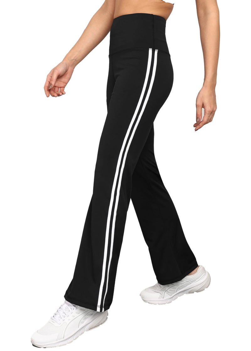 Rock Paper Scissors Premium Flare Gym Pants High Waist Stretchable Flared Leggings with Side Stripes Gym wear/Active Wear Tights Yoga Pants/Dance Womens Workout Tights Gym Tight - Image 1