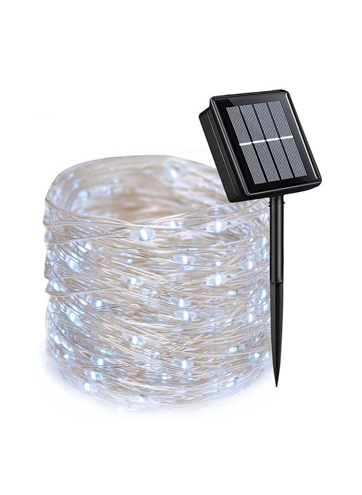 سولاكان سلسلة إضاءة تعمل بالطاقة الشمسية، 300 لمبة LED، طول 32 متر، إضاءة بيضاء، 8 أوضاع إضاءة، تشغيل وإيقاف تلقائي، مقاومة للعوامل الجوية، مناسبة للشرفة والحديقة والتراس - Image 1